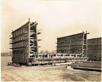 (FLOATING DRY DOCK CONSTRUCTION) Archive with 15 albums, containing 79 photographs documenting the step-by-step construction by The Tul